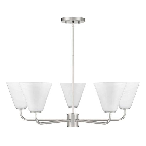 Maxim Lighting New School 28 in. W 5-Light Satin Nickel Chandelier with Satin White Shade