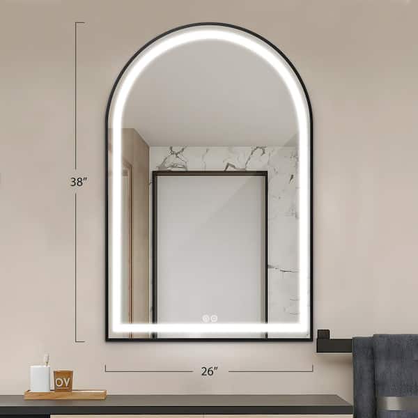 Brauthon Frameless Bathroom Mirror, 24" X 40" Arched Frameless Mirror For Wall Beveled, Arch Wall Mounted Vanity Bathroom Mirror For Over Sink, Bedroom, Gym-534126