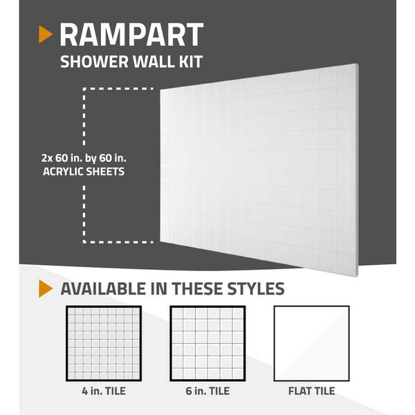 Unbranded - Rampart 3.3 ft. Walk-in Non-Whirlpool Bathtub with Easy Up Adhesive Wall Surround in White