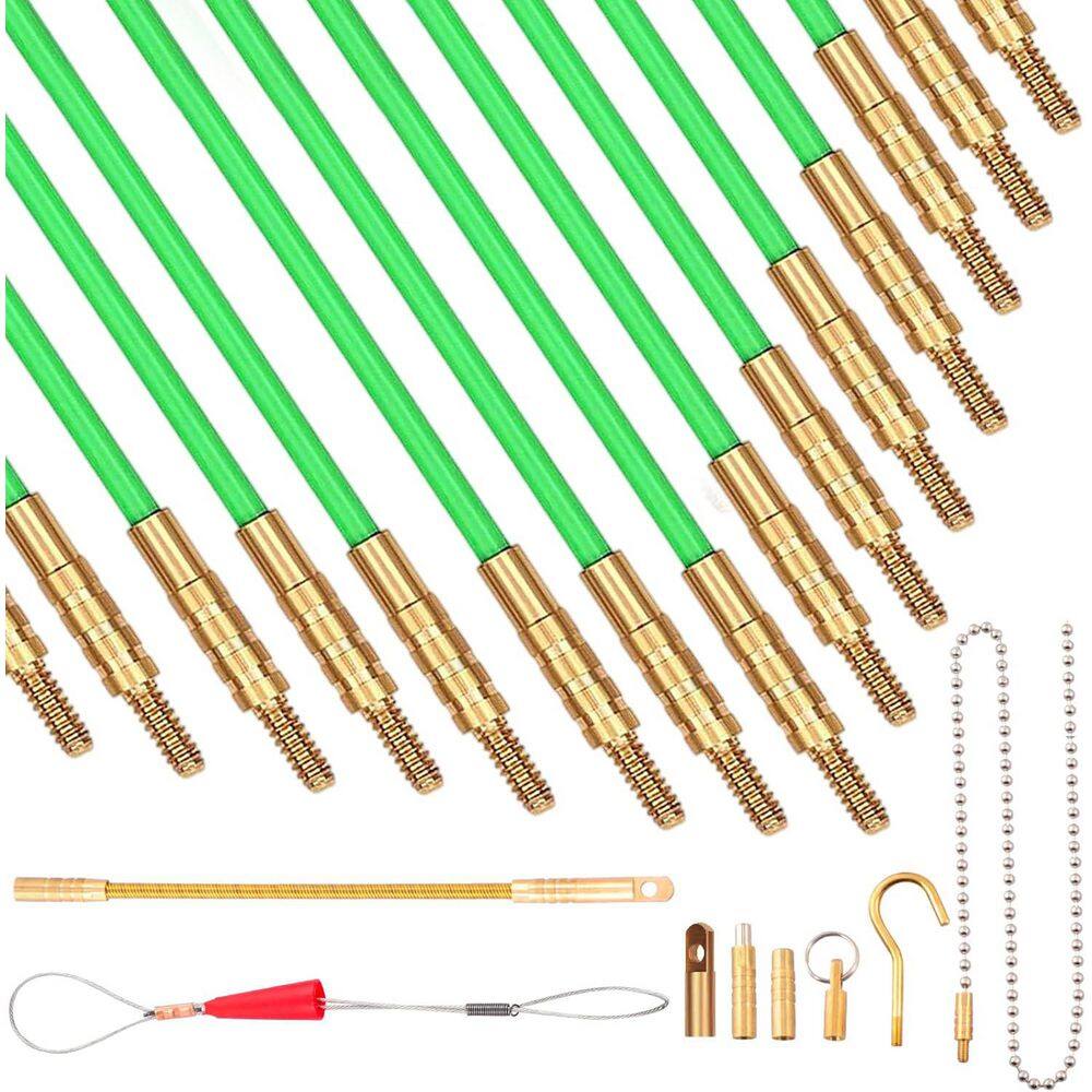 Lukyamzn 50 ft. Fiberglass Connectable Fish Tape with Wire Puller Cable ...