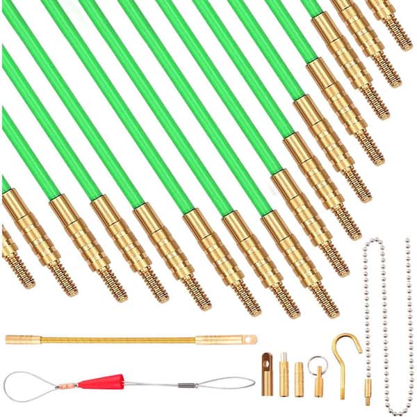 50 ft. Fiberglass Connectable Fish Tape with Wire Puller Cable Hook in Transparent Tube