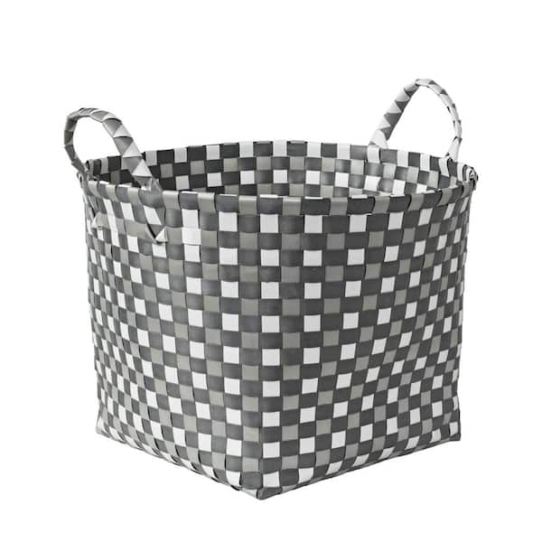 Honey-Can-Do 10.5 in. x 6 in. H PP Resin Weave Basket in Blue and White