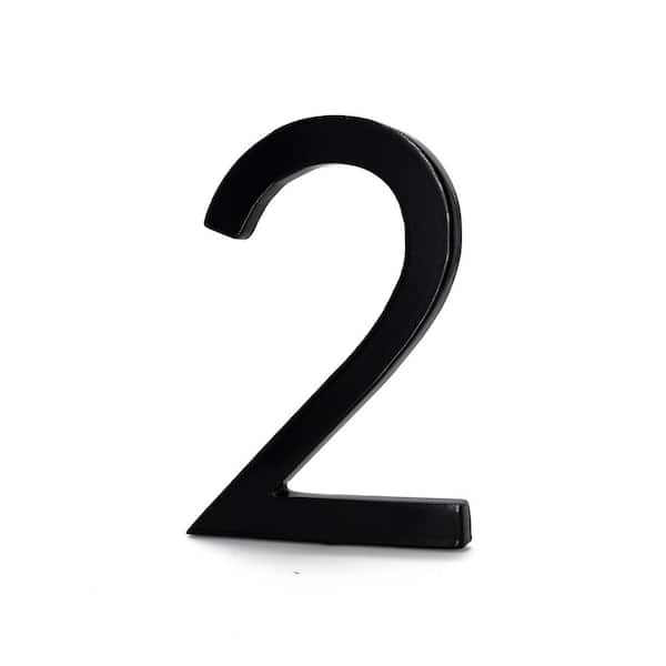 Montague Metal Products 12 in. Black Aluminum Floating or Flat Modern House Number 2
