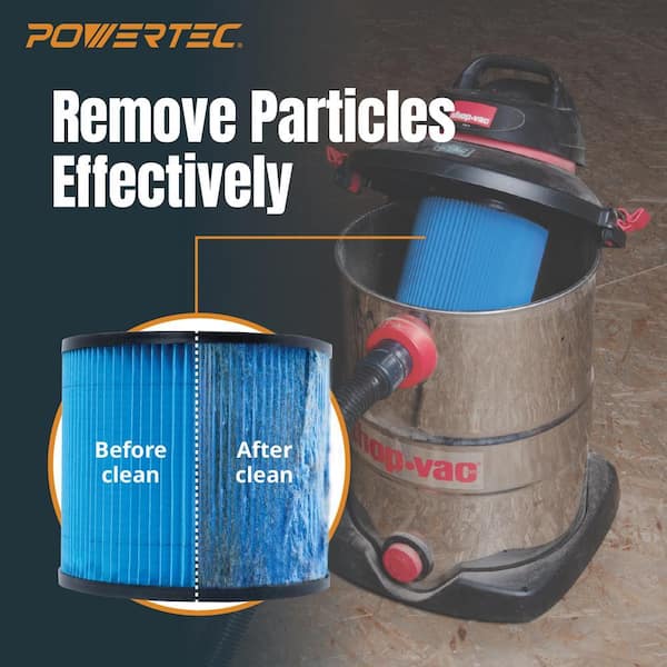 POWERTEC Wet Dry Vacuum Cartridge Filters Replacement for Most 5