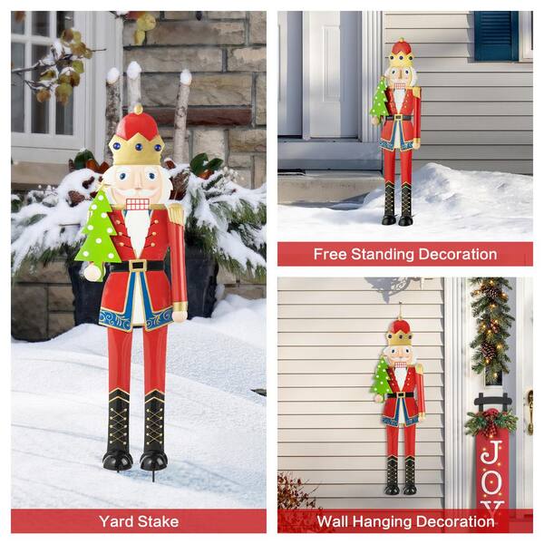 Glitzhome 43.25 in. H Metal Nutcracker Christmas Yard Decor Glitzhome 43.25 in. H Metal Nutcracker Christmas Yard Decor