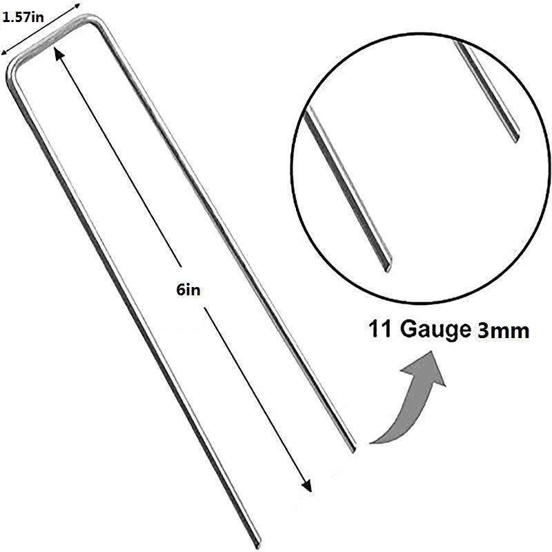 6-Inch Silver Galvanized Steel Heavy Duty Landscape Staples (100-Pack)