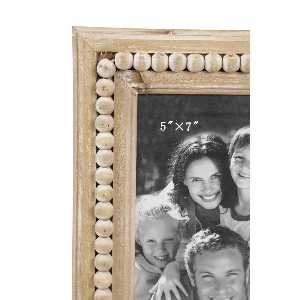 Light Brown Beaded Wood 5x7 Photo Frame