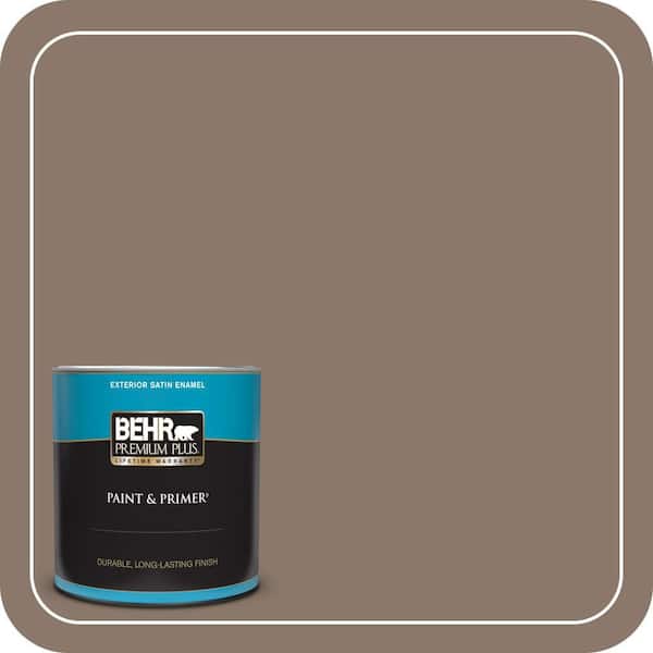 BEHR PREMIUM PLUS 1 qt. #N210-5 Caffeine Satin Enamel Exterior Paint & Primer