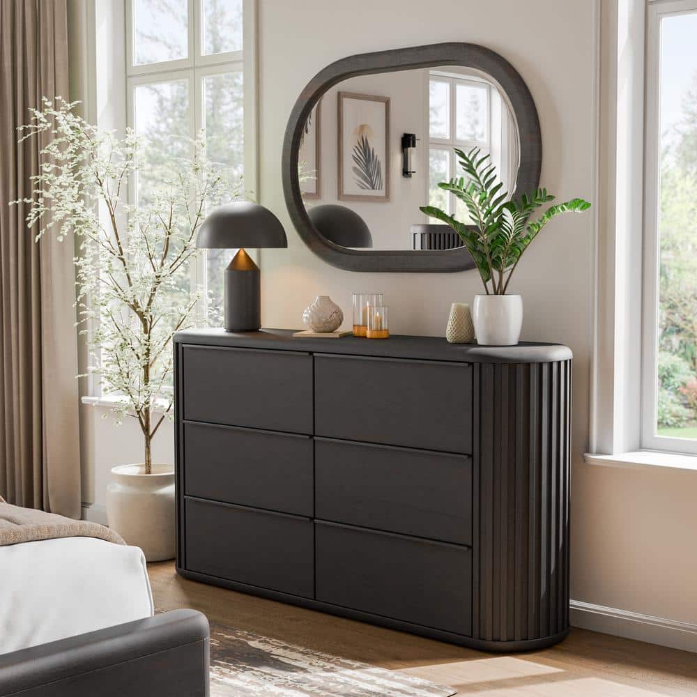 Furniture of America Eastbrook Modern Black 6 Drawer 68 in. Dresser with  Mirror IDF-73000BK-DM - The Home Depot, image size:1000x1000