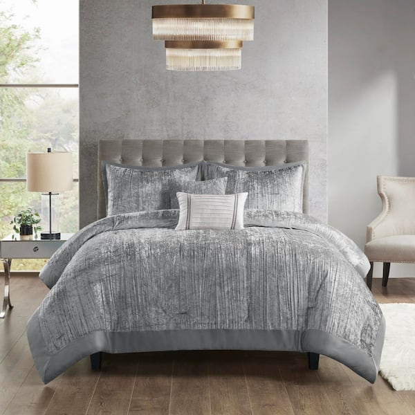 Madison Park Reagan 5-Piece Silver Polyester Full/Queen Comforter Set