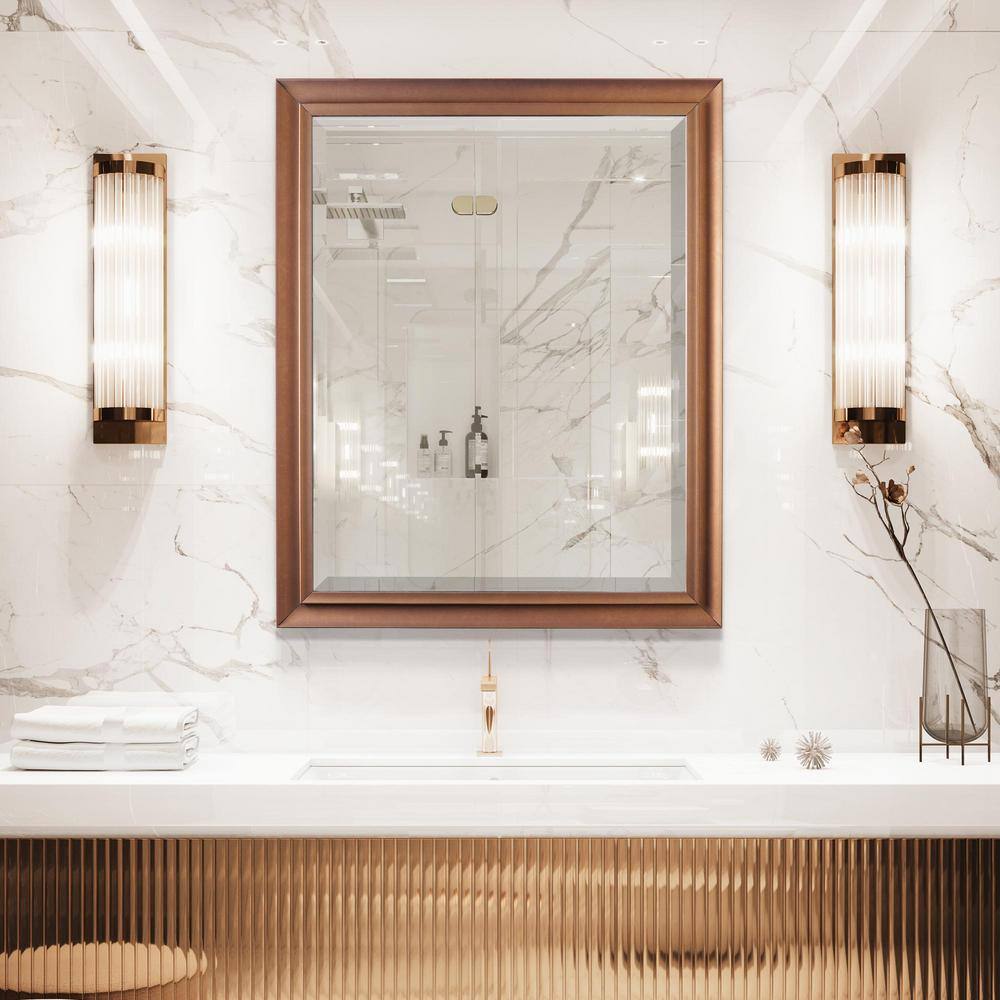 Antique Gold Rectangular Beveled Wall Mirror
