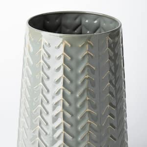 Gemma III Ceramic Glossy Green/Gray Chevron Vase