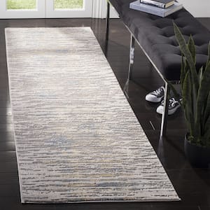 Meadow Gray/Gold 3 ft. x 8 ft. Geometric Abstract Runner Rug