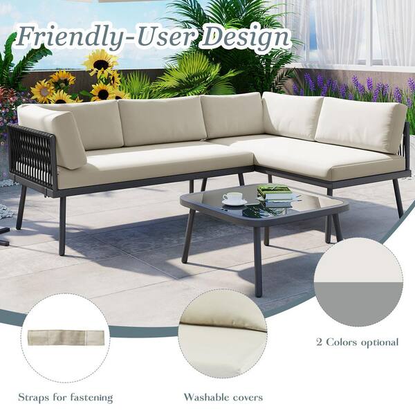 Marquee 3 piece steel corner sofa lounge setting hotsell