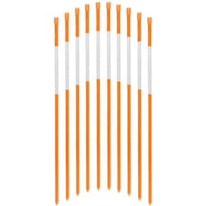 60 in. Driveway Markers Fiberglass Poles 5/16 in. Dia Solid Snow Poles Stakes with Reflective Tape, Orange (50-Pack)