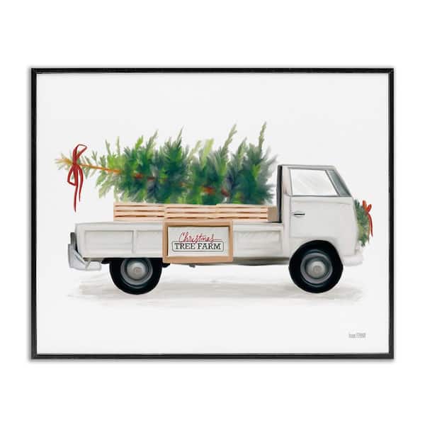 Stupell Industries Christmas Tree Farm Truck by House Fenway 1-Piece Framed Graphic Print Travel Poster Art Print 14 in. x 11 in.