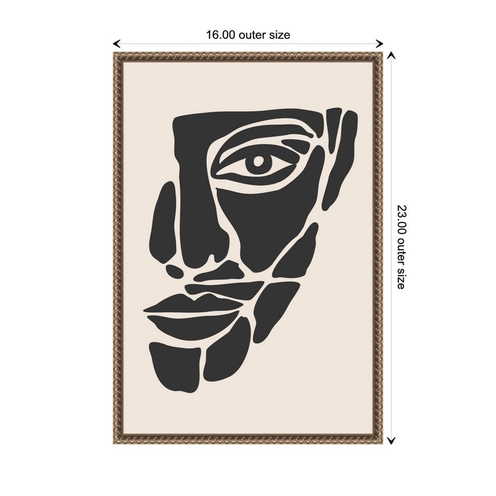 Beaded Bronze Framed Abstract Face Canvas Wall Art 16 x 23-in