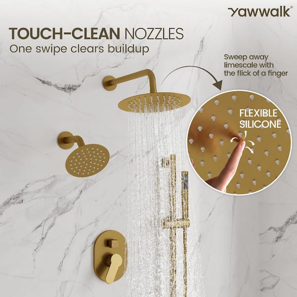 YAWWALK 3-Spray Wall Mounted 10 and 6 in. Dual Shower Head and