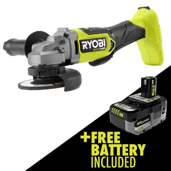 RYOBI ONE+ HP 18V Brushless Cordless 4-1/2 in. Angle Grinder with 4.0 ...