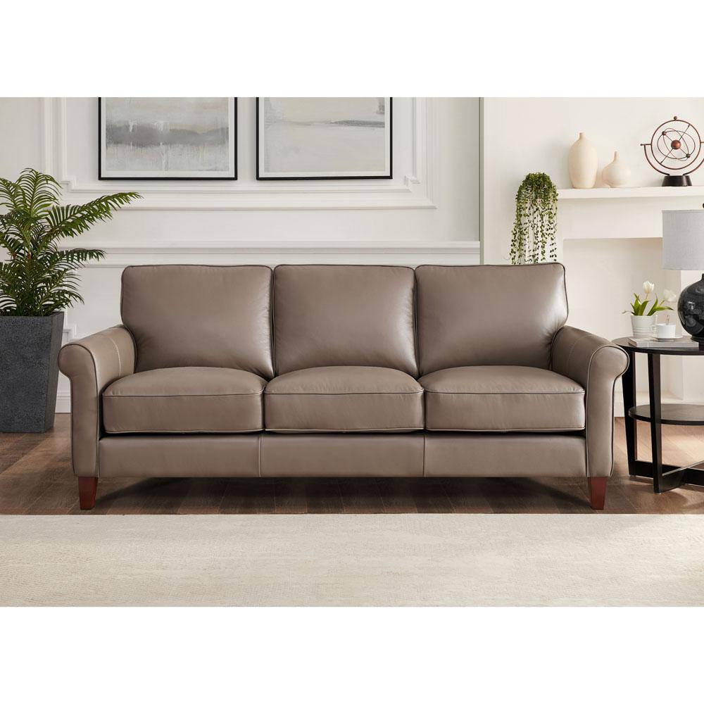 Laguna 84'' Brown Leather Lawson Sofa with Rolled Arms