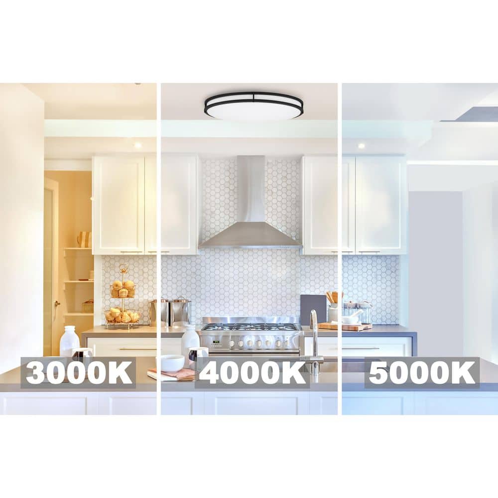 Matte Black Contemporary 24" LED Flush Mount Ceiling Light