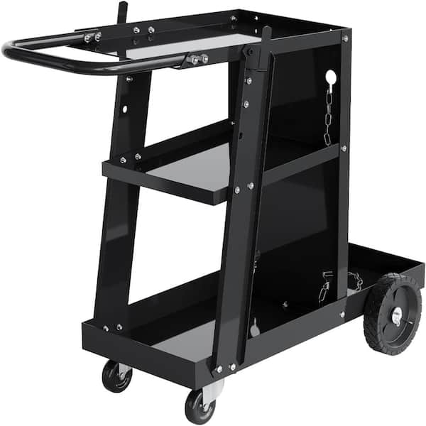 Welding Cart, 3-Tier Heavy Duty Welder Cart with 400 Lbs Load Capacity, Rolling Metal Utility Cart with 360° Swivel Whee