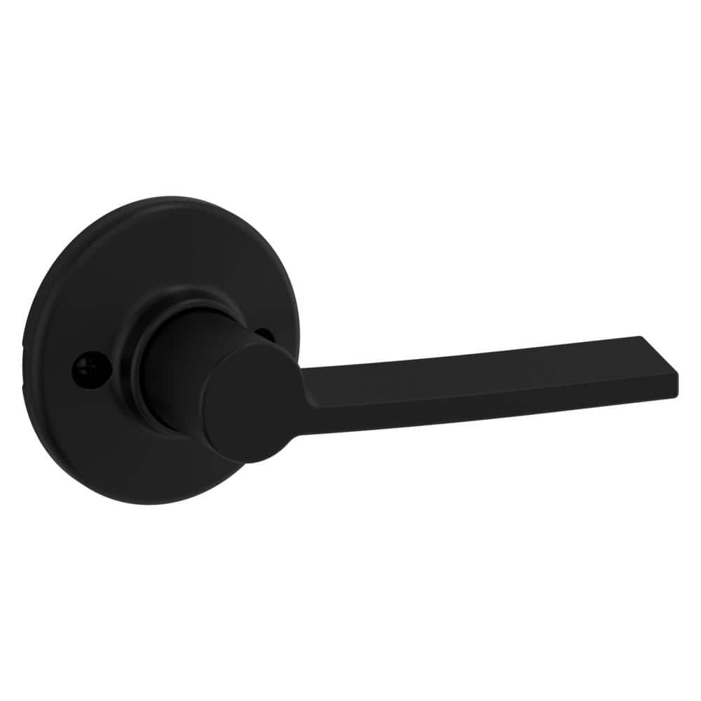 Kwikset Ladera Matte Black Contemporary Round LeftHand HalfDummy Door