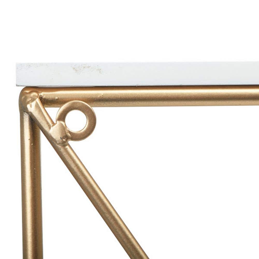 White and Gold 4-Shelf Wood Wall Unit