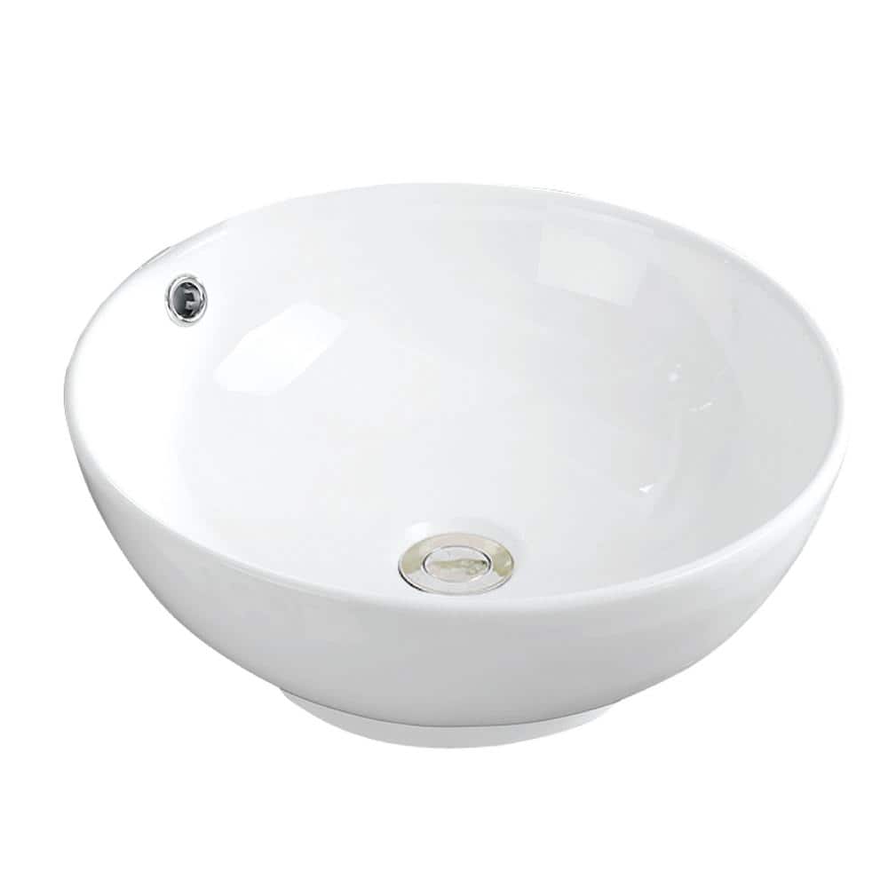Elegant Valera 16.63" White Ceramic Vessel Bathroom Sink
