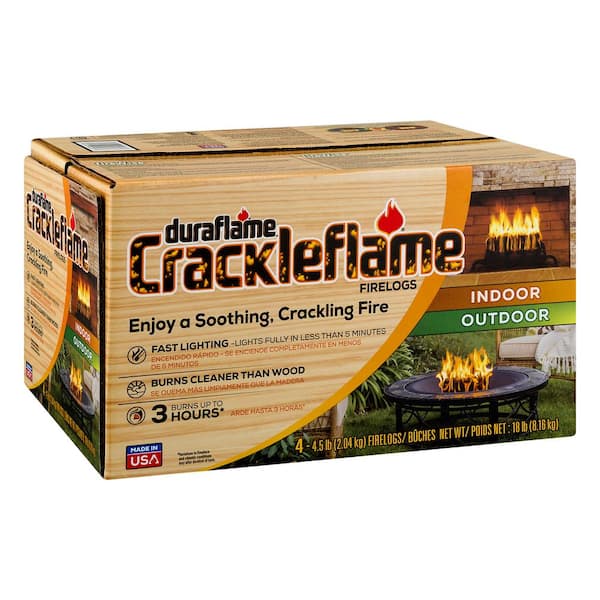 Duraflame Crackleflame 4.5 lb. Indoor/Outdoor Firelogs (4-Pack), 3 Hour Burn