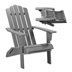 Gray HDPE Outdoor Patio Adirondack Chair 1-Piece