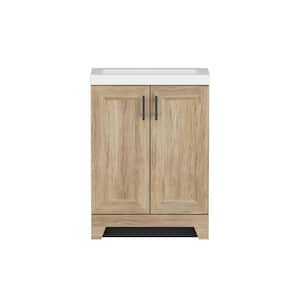 Brindle 24.5 in. W x 16.25 in. D x 33.8 in. H Single Sink Bath Vanity in Sandstone with White Cultured Marble Top