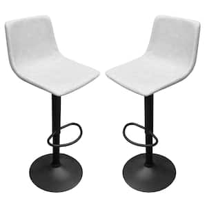 Tilbury 32.2 in. Light Gray High Back Metal Bar Stool with Faux Leather Seat (Set of 2)