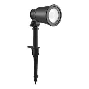 Cann River 60-Watt Equivalent Low Voltage 420 Lumens Black Hardwired Integrated LED Outdoor Spotlight with Clear Glass