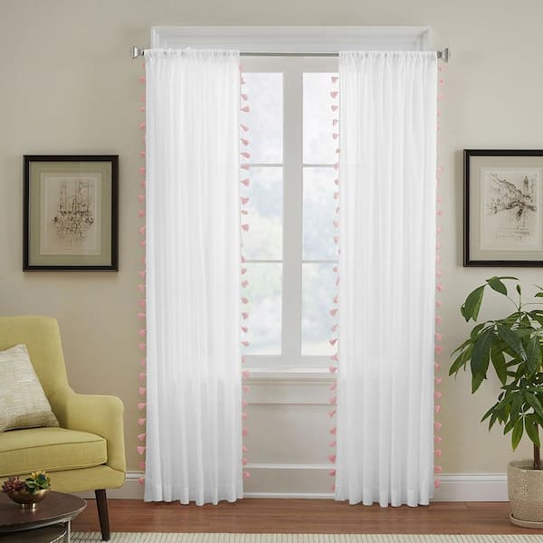 Elrene Bianca Semi-Sheer Window Curtain with Tassels 21192BLH - The Home  Depot