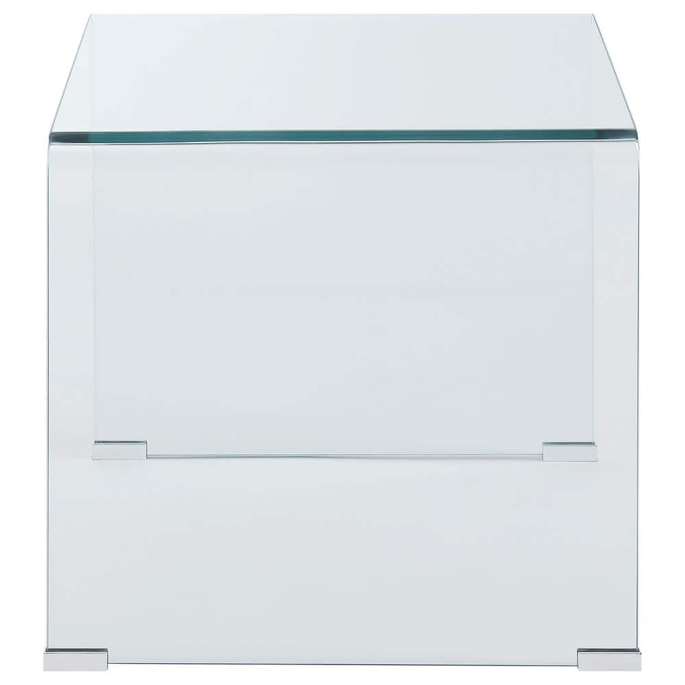 Clear Acrylic Square End Table with Curved Edges