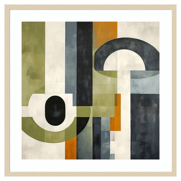 Amanti Art Sage Green Midcentury I by Irena Orlov 33 in. W x 33 in. H. Wood Framed Wall Art Print Framed in Brown