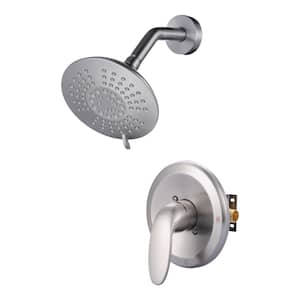 Modern Single Handle 5-Spray Shower Faucet 1.8 GPM with Pressure Balance in. Brushed Nickel (Valve Included)