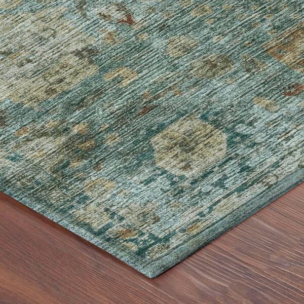 Chantille Machine Washable Indoor/Outdoor Abstract ACN2429 Teal 2 ft. x 7 ft. Runner Rug