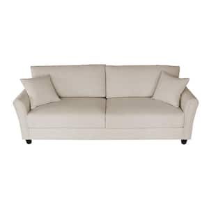 85.4 in. W Beige Linen 3-Seater Loveseat with Two Removable Cushions