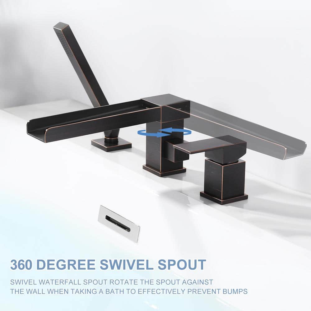 Oil Rubbed Bronze Waterfall Tub Faucet with Hand Shower