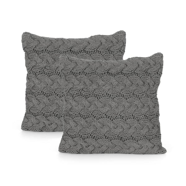 Noble House Majestad Boho Gray Cotton 18 in. x 18 in. Pillow Cover (Set of 2)