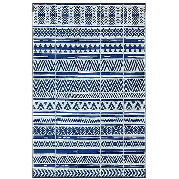 Gray 6 ft. x 9 ft. Reversible Portable Plastic Indoor/Outdoor Area Rug