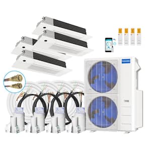 DIY 39,000 BTU 4-Ton 4-Zone 20.5 SEER Ductless Mini-Split AC and Heat Pump with Cassettes 9K+9K+9K+12K & 25,25,35,66ft