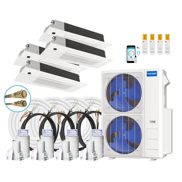 MRCOOL DIY 48,000 BTU 4-Ton 4-Zone 20.5 SEER Ductless Mini-Split AC and Heat Pump with Cassettes 3-12K+18K & 25,35,50,66ft