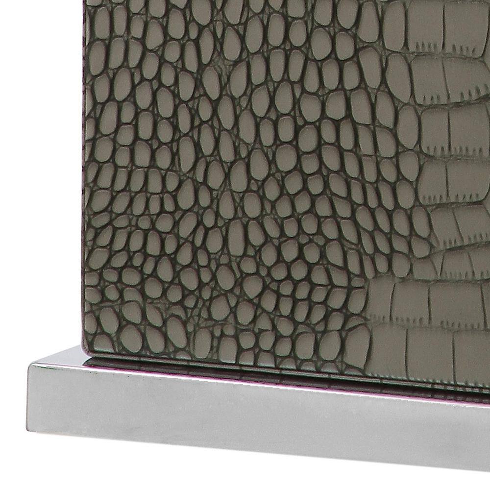 Delia 21-inch Gray Faux Alligator Table Lamp with Silver Finish