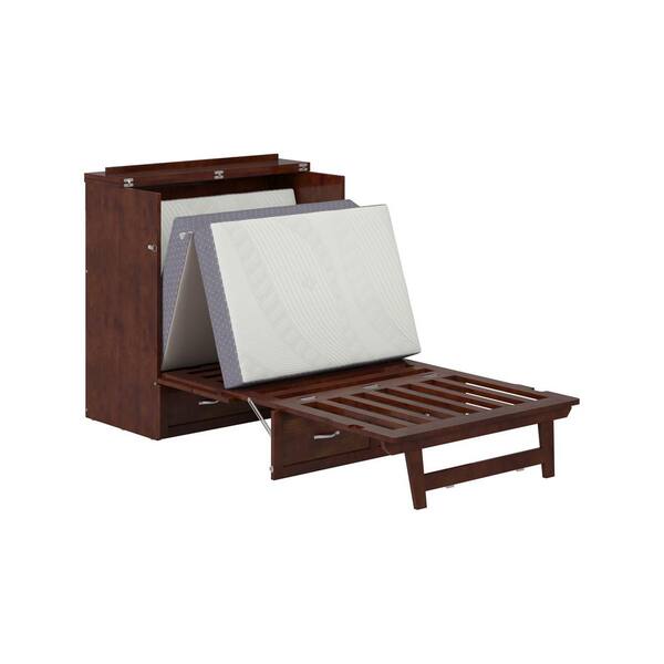 AFI Northfield Walnut Solid Wood Frame Twin XL Murphy Bed with Mattress and Built In Charging