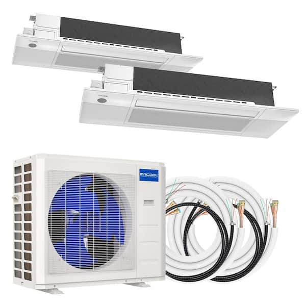 MRCOOL DIY 18,000 BTU 1.5-Ton 2-Zone 21 SEER Ductless Mini-Split AC and Heat Pump with Cassettes 9K+9K & 16,25 ft Lines