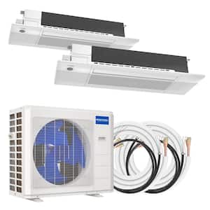 DIY 21,000 BTU 2.25-Ton 2-Zone 22 SEER Ductless Mini-Split AC and Heat Pump with Cassettes 9K+12K & 35,50ft Lines