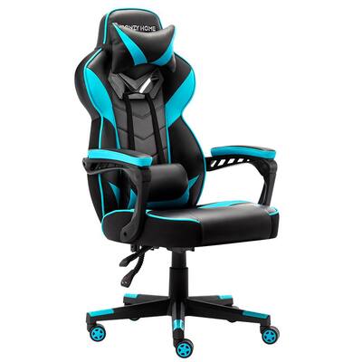Blue Ergonomic PU Leather Desk Chair PC Racing Swivel Gaming Chair Computer Chair